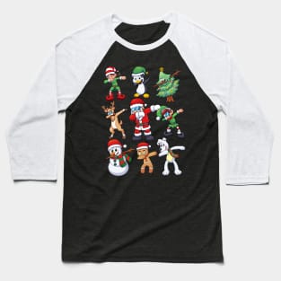 Kids Boys Dabbing Santa Elves Xmas Baseball T-Shirt